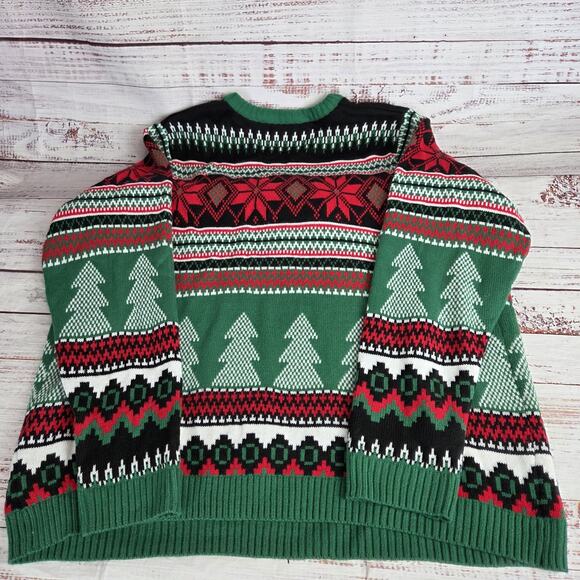 Holiday Time Sweater 3XL Santa Lg Slip in Pocket Fair Isle Ugly Christmas Party - Picture 3 of 14